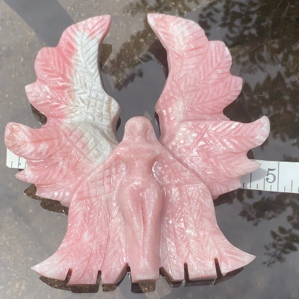 PINK OPAL QUARTZITE HAND CARVED ANGEL